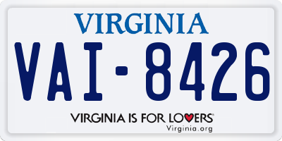 VA license plate VAI8426