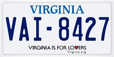 VA license plate VAI8427