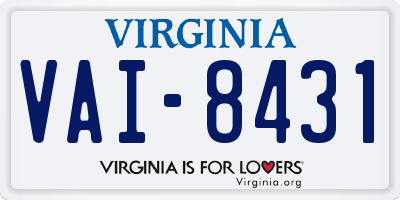 VA license plate VAI8431