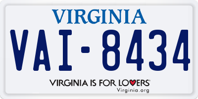 VA license plate VAI8434