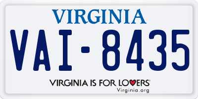 VA license plate VAI8435
