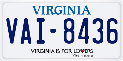 VA license plate VAI8436