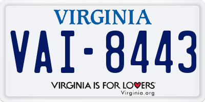 VA license plate VAI8443