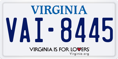 VA license plate VAI8445