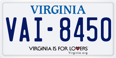 VA license plate VAI8450