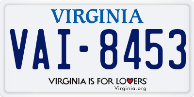 VA license plate VAI8453