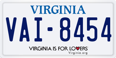 VA license plate VAI8454