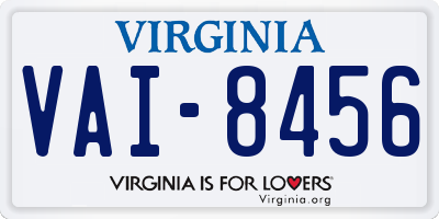VA license plate VAI8456