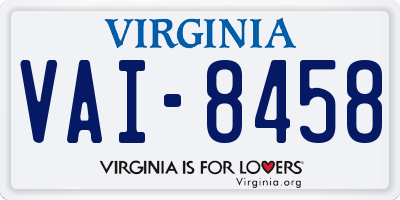 VA license plate VAI8458
