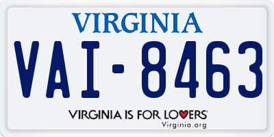 VA license plate VAI8463