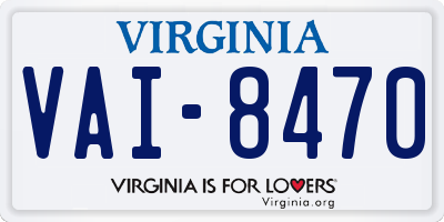 VA license plate VAI8470