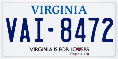 VA license plate VAI8472