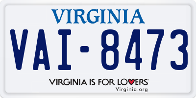 VA license plate VAI8473