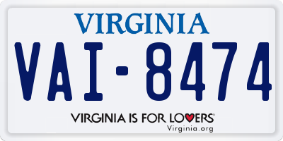 VA license plate VAI8474