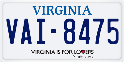 VA license plate VAI8475