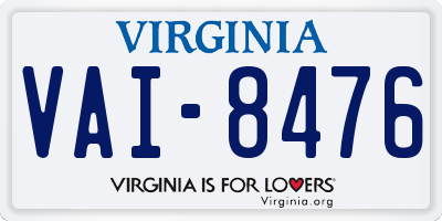 VA license plate VAI8476