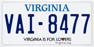 VA license plate VAI8477