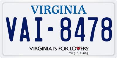 VA license plate VAI8478