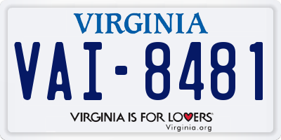 VA license plate VAI8481