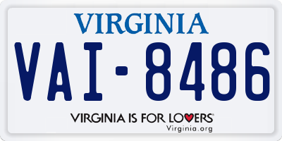 VA license plate VAI8486
