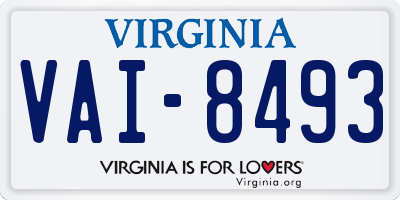 VA license plate VAI8493