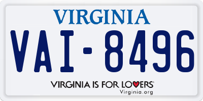 VA license plate VAI8496