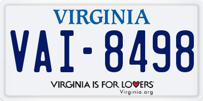 VA license plate VAI8498