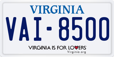 VA license plate VAI8500