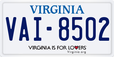 VA license plate VAI8502