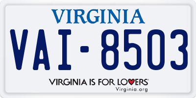VA license plate VAI8503