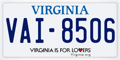 VA license plate VAI8506