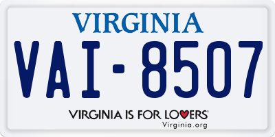 VA license plate VAI8507