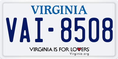 VA license plate VAI8508