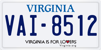 VA license plate VAI8512