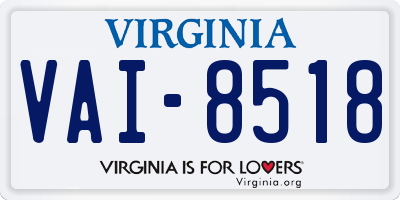 VA license plate VAI8518
