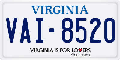 VA license plate VAI8520