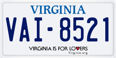 VA license plate VAI8521