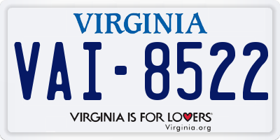 VA license plate VAI8522