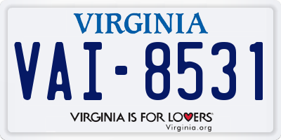 VA license plate VAI8531