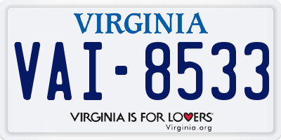 VA license plate VAI8533