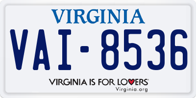 VA license plate VAI8536