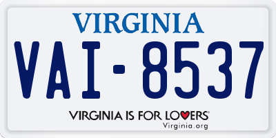 VA license plate VAI8537