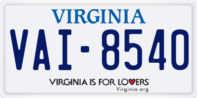 VA license plate VAI8540