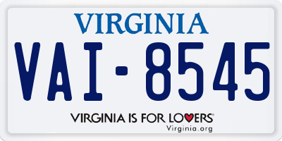 VA license plate VAI8545