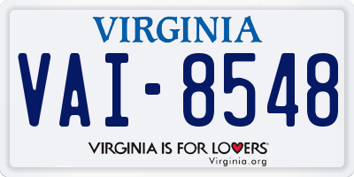 VA license plate VAI8548