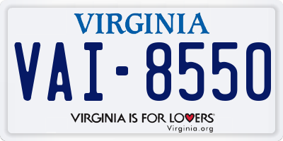 VA license plate VAI8550