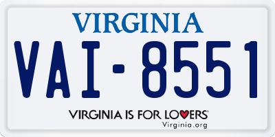 VA license plate VAI8551