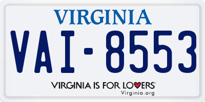 VA license plate VAI8553