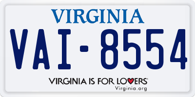 VA license plate VAI8554