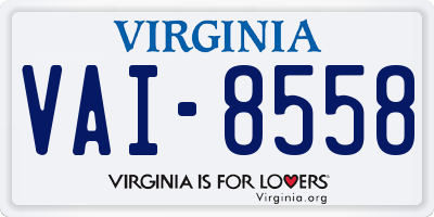 VA license plate VAI8558